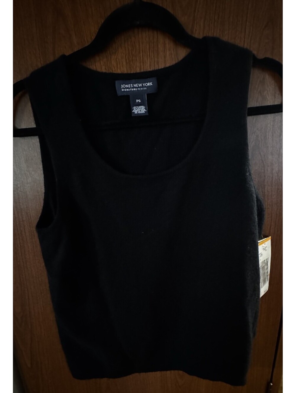 NWT Jones New York Signature Petite Wool Angora Sweater Vest PS Black Vienna